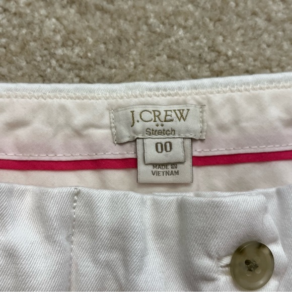 J Crew Shorts Womens 00 White Red Geometric Printed Chino Stretch Cotton Blend - Picture 3 of 10